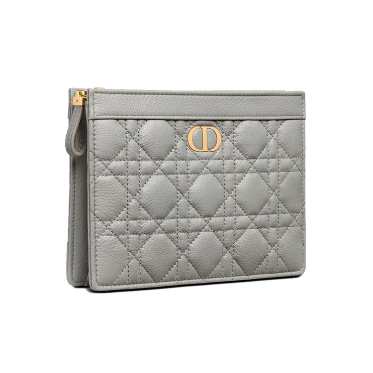Dior Клатч Caro с клетчатым узором и металлической цепочкой из мягкой коровьей кожи, сумка через плечо, женские сумки, серый S5106UWHC-M41G