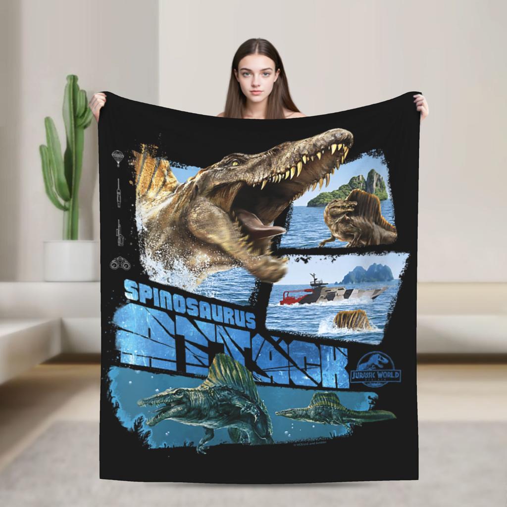 Юрское Возрождение Спинозавр Атака Мир Пледы Динозавр Флис Забавный Теплый Плед для Покрывала Осень/Зима Открытый