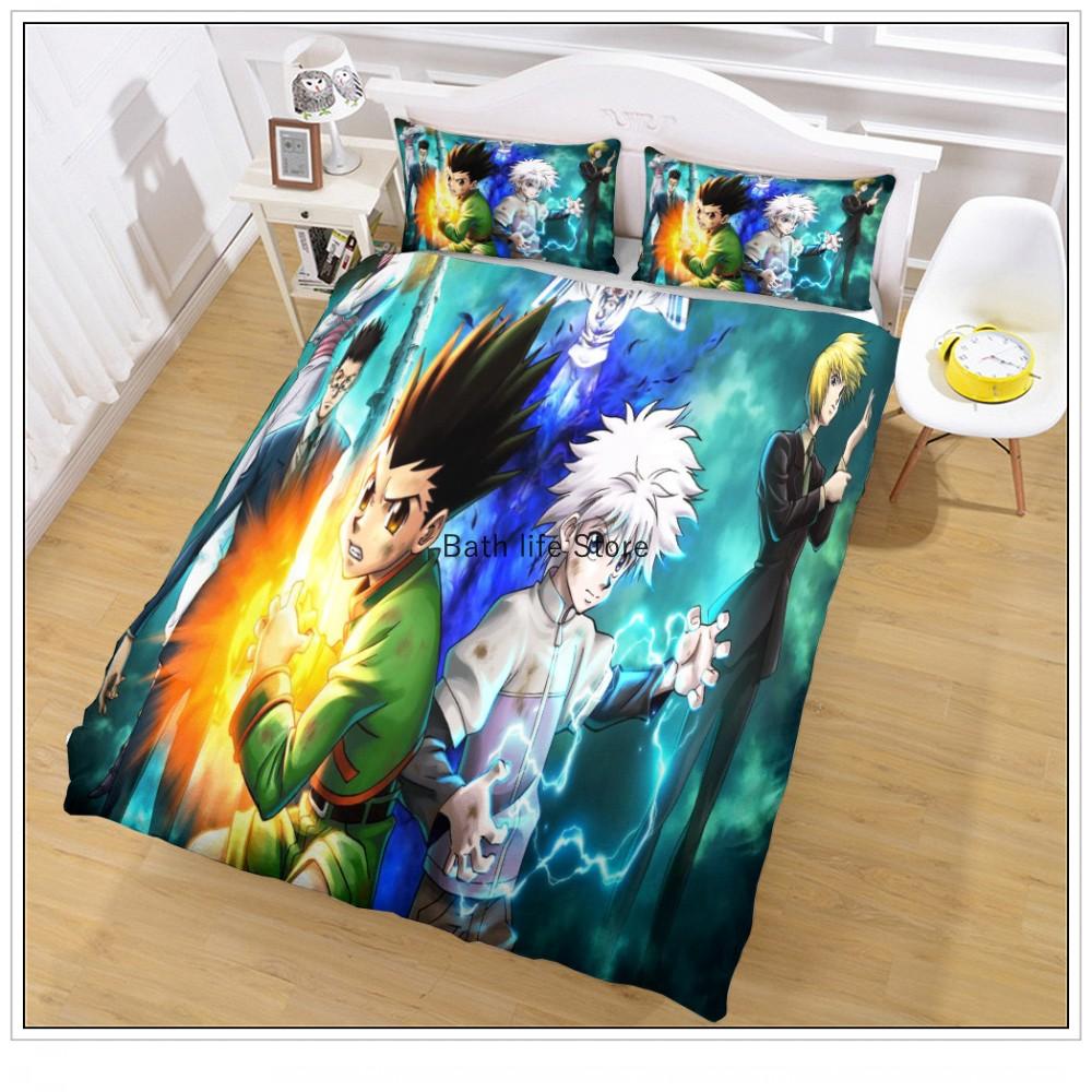 3D Печать Аниме Hunter X Hunter Комплект постельного белья Персонажи Хисока Киллуа Золдик Мультяшный Комплект пододеяльника 2/3 шт. Подарок для Детей Мальчиков