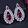 WWJ Exquisite Silver Color Jewellery Inlaid Oval Cubic Zirconia Drop Earrings