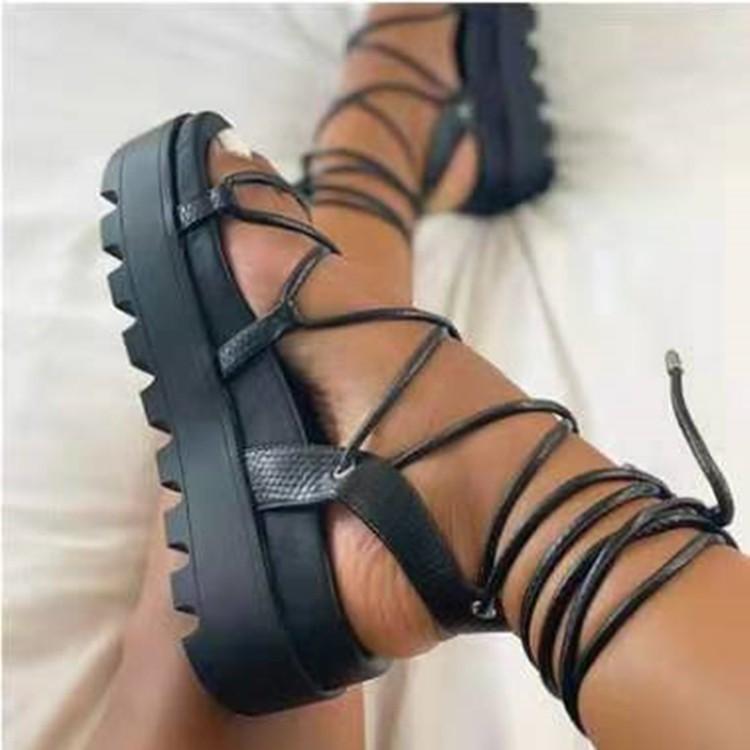 Fashion Gladiator Sandals For Women 2024 Summer Woman Thick Bottom Platform Flats Women's Fashion Cross Strap Sandalias Female Shoes