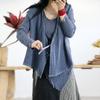 Johnature Льняные рубашки на шнуровке в стиле ретро с v-образным вырезом, весенние свободные модные женские топы для отдыха, 3 цвета, рубашки-кардиганы