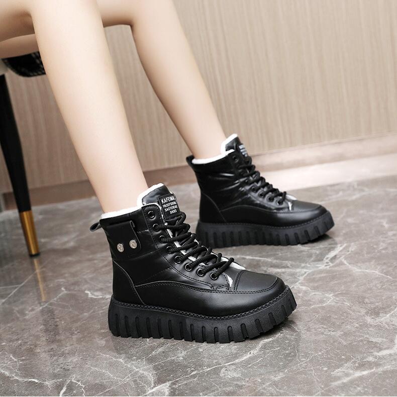 Women Boots Winter New Plush Velvet Woman Platform Warm Ankle Boots Lace Up Casual Thick Fur Snow Boots Botas Mujer Invierno