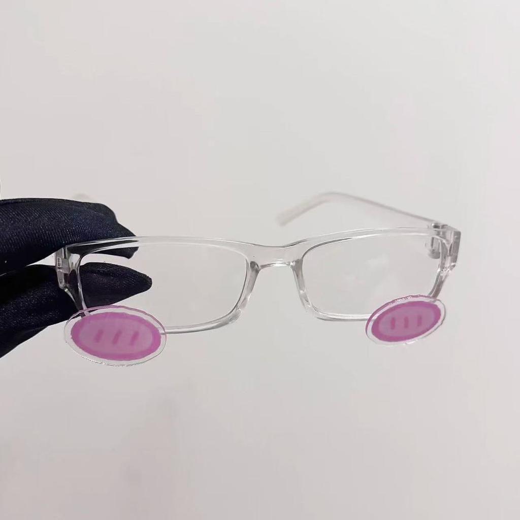 INS Pink Blusher Glasses Anime Cosplay Kawaii Eyewear Acrylic Transparent Fashion Retro Y2K Eyeglass Po Accessories