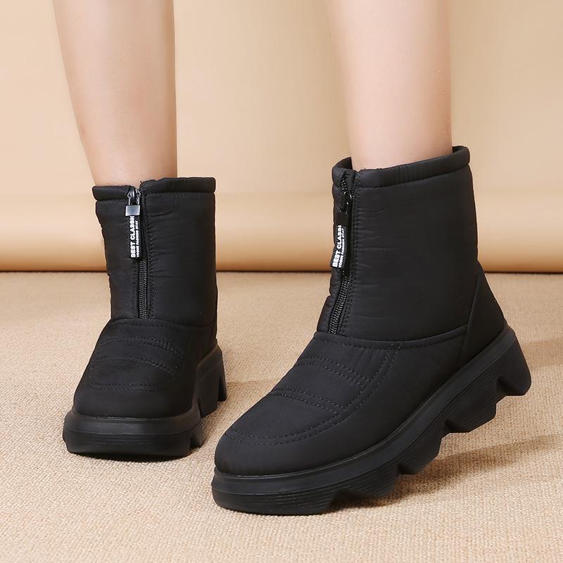 Зимняя обувь 2025 года для женщин: сапоги для снега с увеличением высоты на 5 см, водонепроницаемые, для холодной зимы, женские ботильоны, нескользящие, из хлопка, черные, красные, большие размеры 41.