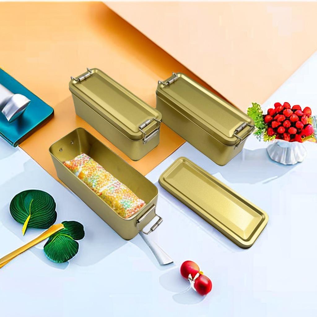 New Metal Rectangular Iron Box with Lid Storage Box Cake Packaging Box Durable Old-fashioned Buckle Iron Box