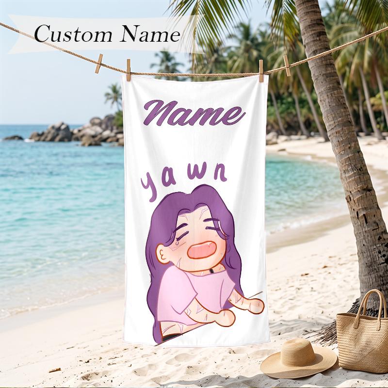 rumi Custom Name Printed Beach Towel Personalized Soft Towel For Swimming Beach Travel