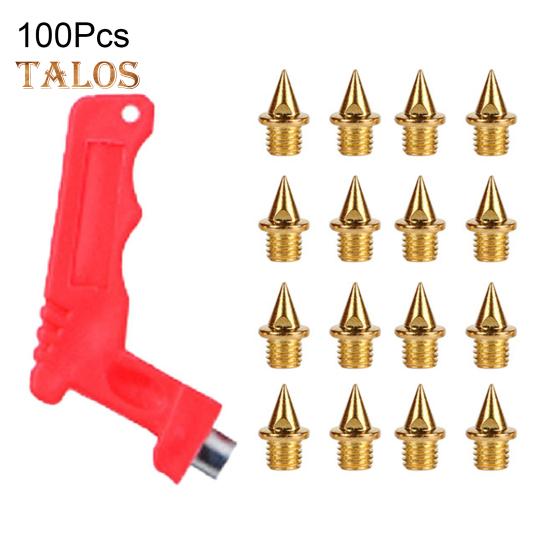 100 Pcs Track Spikes Carbon Steel Track And Cross Country Shoe Spikes with Spike Wrench for Sprinting Sports Running Shoes