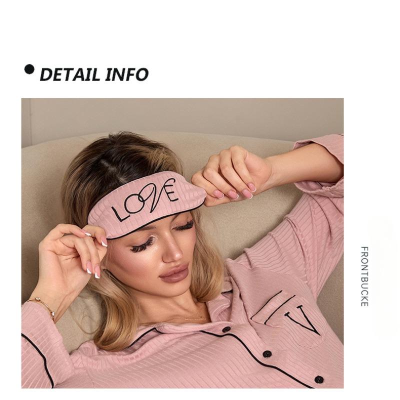 Women's Modal Rayon Pajamas Cardigan Stripe with Eye Mask Long Pants Set Casual Homewear Pajama Set