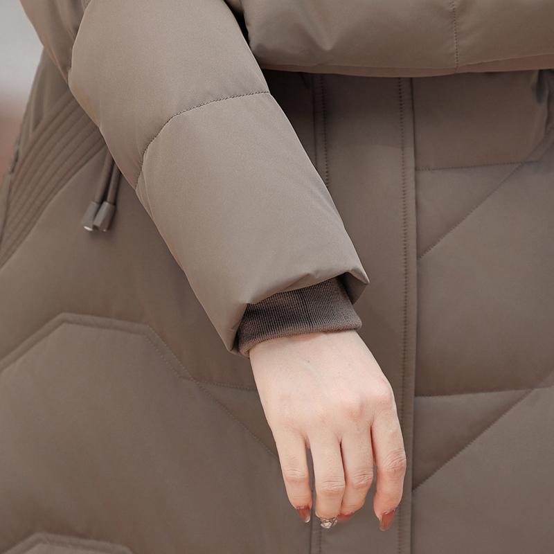 Зимний пуховик для женщин с воротником из натурального меха, длинные парки с капюшоном, элегантное толстое теплое пуховое пальто, женская верхняя одежда