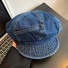 Newsboy Octagonal Cap Vintage Peaked Hat Korean Washed Denim Beret  Outdoor