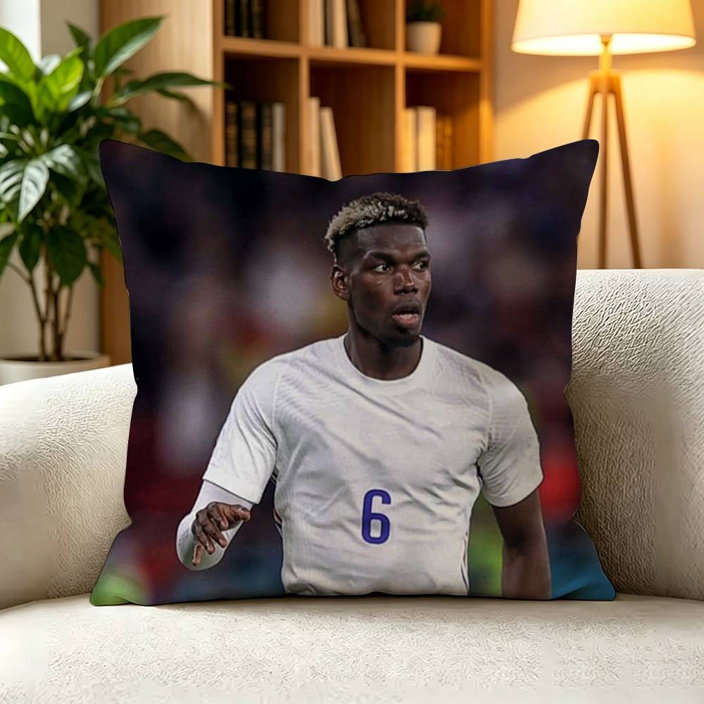 PPaul Pogba Football Midfielder Sports Square DoubleSided printed Pillow Case Bedroom Bedside Pillow Sofa Cushion Cover