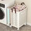 Bathroom Clother Storage Basket with Pulley Foldable Breathable Space Saving Large Volume Laundry Basket Bathroom Accessories