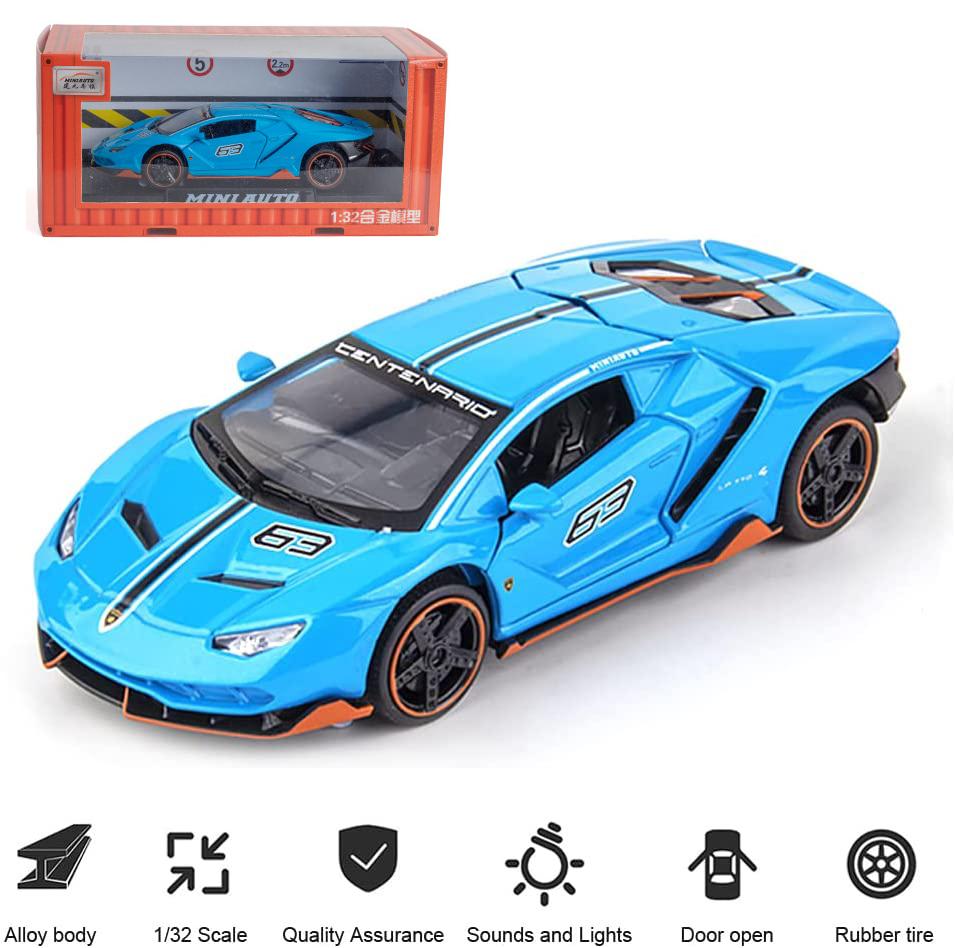 Масштаб 1/32 Lambo LP770-4, литая под давлением модель автомобиля, игрушечный автомобиль из сплава с откидным механизмом, звуком и светом, 3 открытые двери, подарок для детей, малышей, мальчиков и девочек