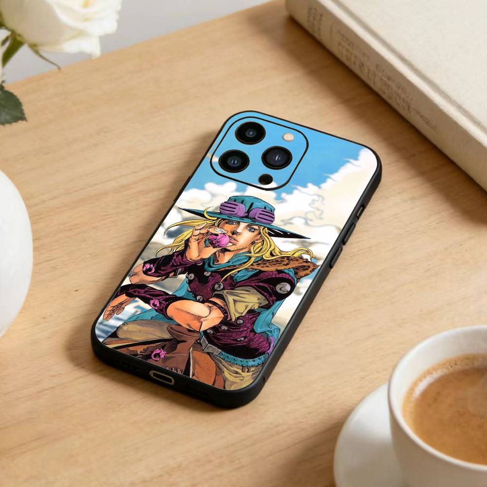 Чехол для телефона с аниме JoJo's Bizarre Adventure для iPhone 16, 15, 14, 13, 12, 17, Pro Max, Plus, силиконовый, черный