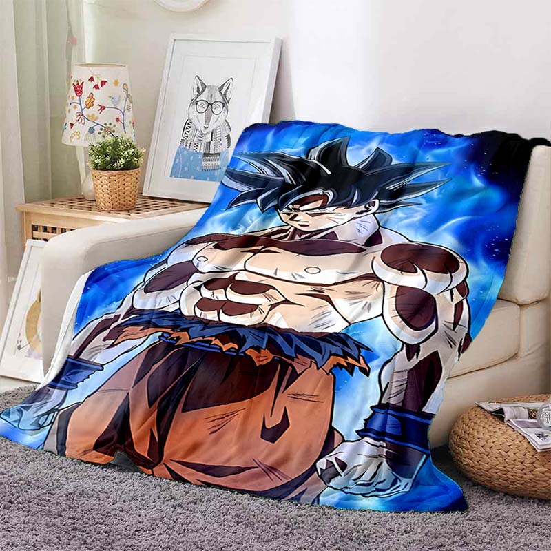 Плед с принтом из аниме Dragon Ball, Теплый и уютный фланелевый плед, Подходит для спален, диванов, кроватей, кресел, пикников и