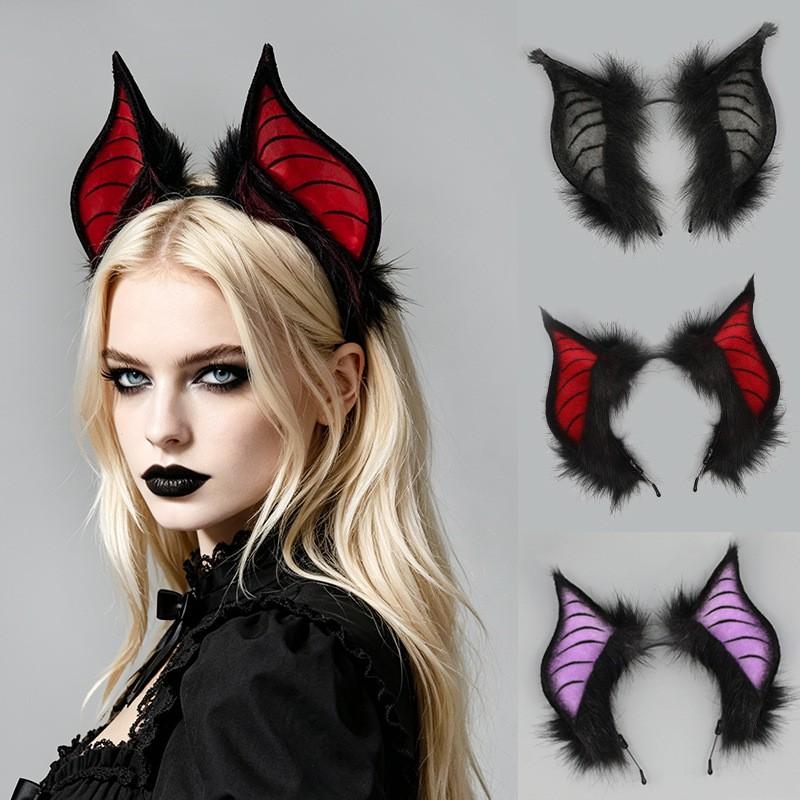 Handmade Bat Ear Headband Halloween Cosplay Gothic Vampire Costume Accessory