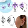 Copper Pure Copper Earring Hoop Purple Iris Flower Celtic Ear Ornament Inscription Symbol Ear Loop Valentines Gift