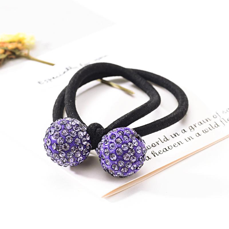 Многоцветные резинки для волос с шариками из страз, корейские резинки два-в-одном, эластичные, держатели для хвостика, резинки для волос, женские, детские аксессуары для волос