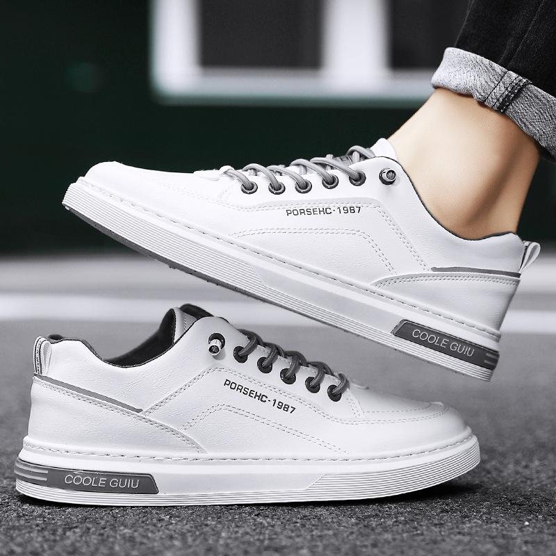 2025 новые мужские туфли, обувь для скейтбординга, мужская модная универсальная белая обувь, рабочая обувь, ленивые туфли с одной педалью, повседневные кожаные туфли
