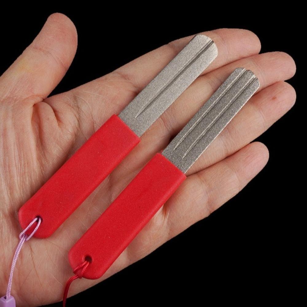 2Pcs Diamond Stone Fishing Hook Sharpener Anti-skid Fishing Tools for Outdoor Fishing