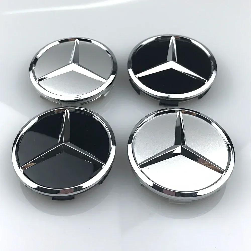 WMFH9 4pcs 60mm Black Silver Car Wheel Cap Badge Logo Cover For Mercedes Benz W176 W177 W204 W205 W212 W213 W206 X156 X253 W117 W166