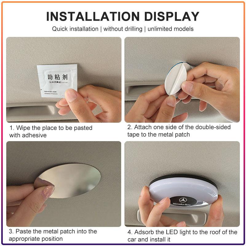 MEA4 LED Touch Light Car Interior Lighting Ceiling Reading Trunk Stickers For Mercedes-Benz W166 W212 W204 C E ML GL GLK Class X166