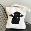 Kawaii Evil Cat Canvas Bag Cartoon Harajuku Chic Ulzzang Ins Shopping Bag Women's Shoulder Bag Large Capacity Women's Bag.