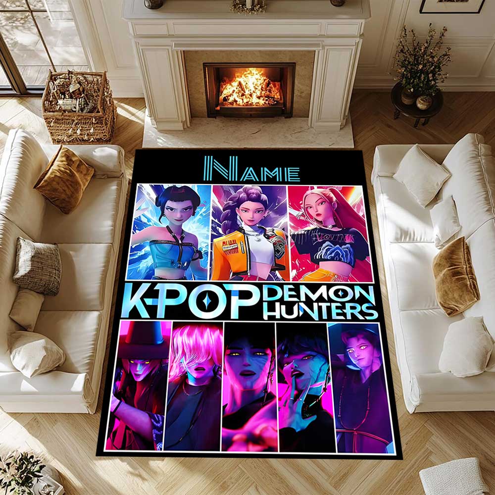 K Pop Demon Hunters Customize your name rug, office chair cushion, home bedroom living room gift.