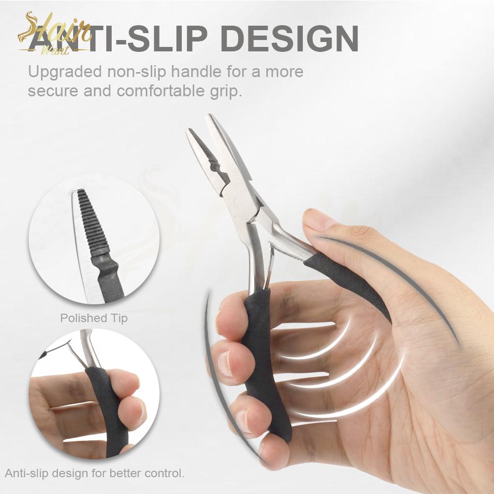 Hair Want Hair Extension Pliers Kit for Weft Extensions Painless Tool Kit for Micro Ring Stainless Steel Slip-Resistant Design