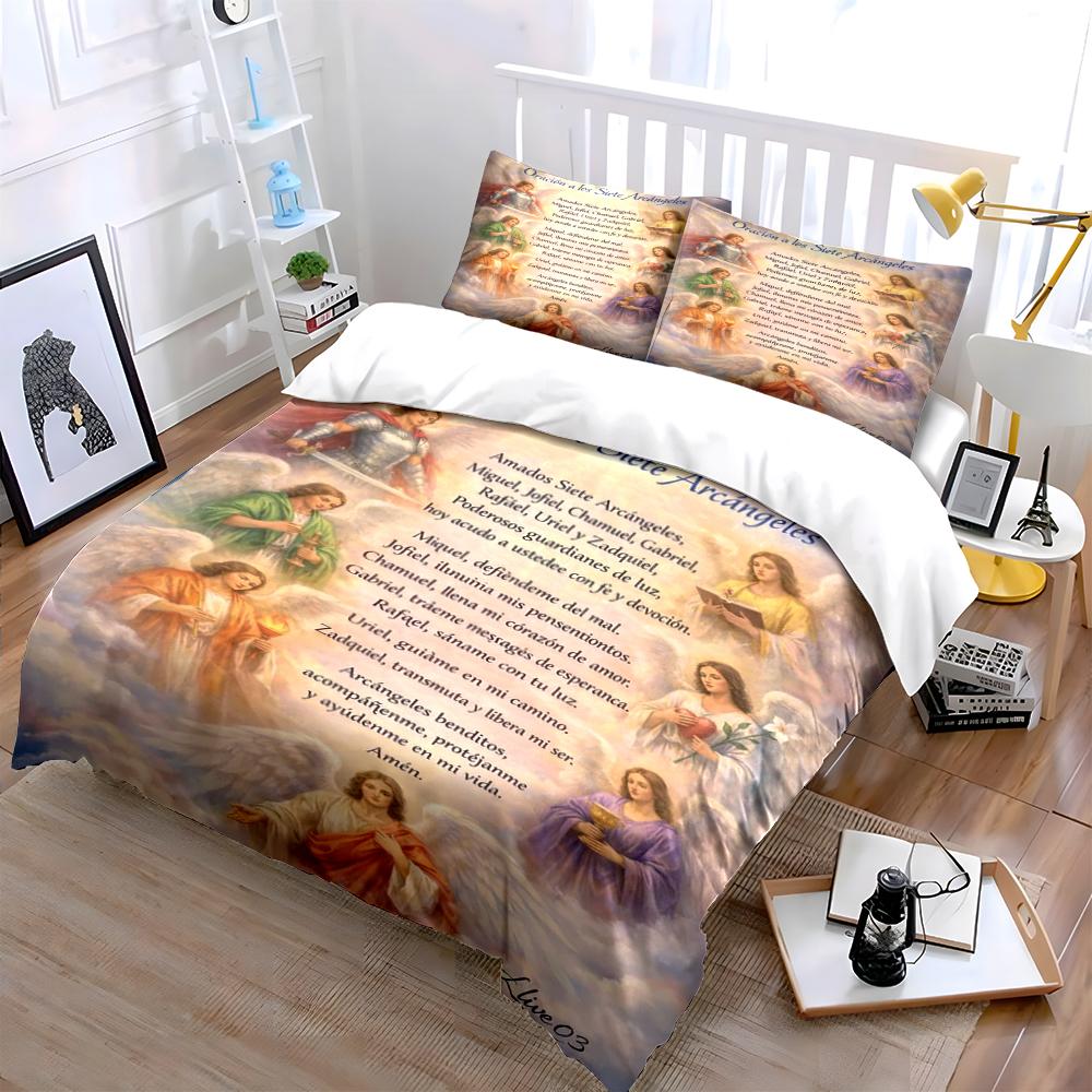 Seven Archangels Prayer Bedding Set 3PCS Bedding set (1 duvet cover, 2 pillowcases, duvet not included)