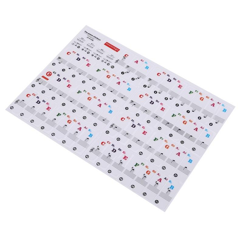 Transparent Cute Piano KeyBoard Sticker Piano Stave Note Sticker For 61/88 Key Electronic Pianos