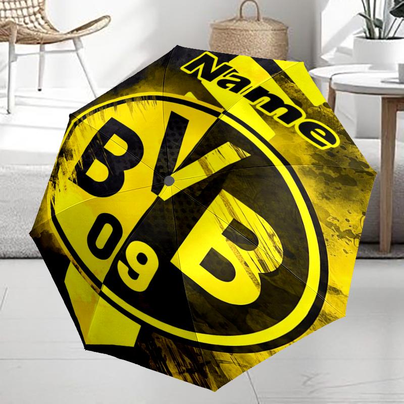 Автоматический зонт с индивидуальным именем, тематика BVB, легкий и портативный, 8 спиц, идеально подходит для путешествий на свежем воздухе, дней рождения, Рождества, подарков.
