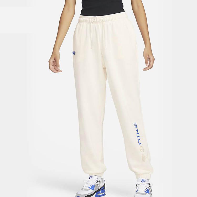 Nike Однотонные спортивные брюки с логотипом и шнурком, женские брюки, бежевые, FB1822-118