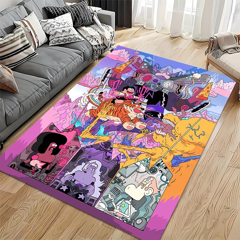 Colorful Cartoon Art Carpet with Abstract Characters and Fantasy Scene Suitable for use as an anti-slip for living room bedroom sofas