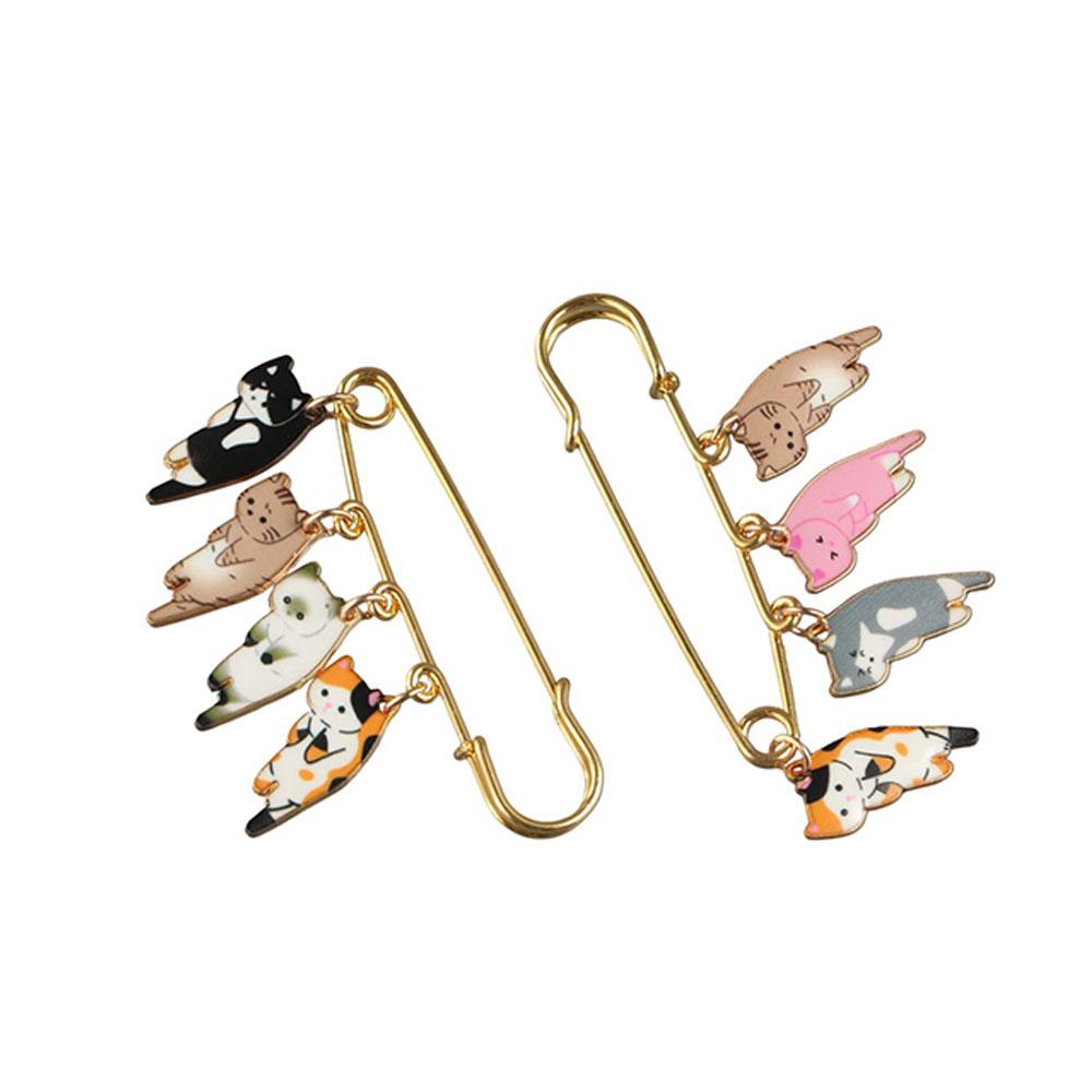 Lapel Pin Kawaii Enamel Cat Brooch Electroplate  Creative   Women