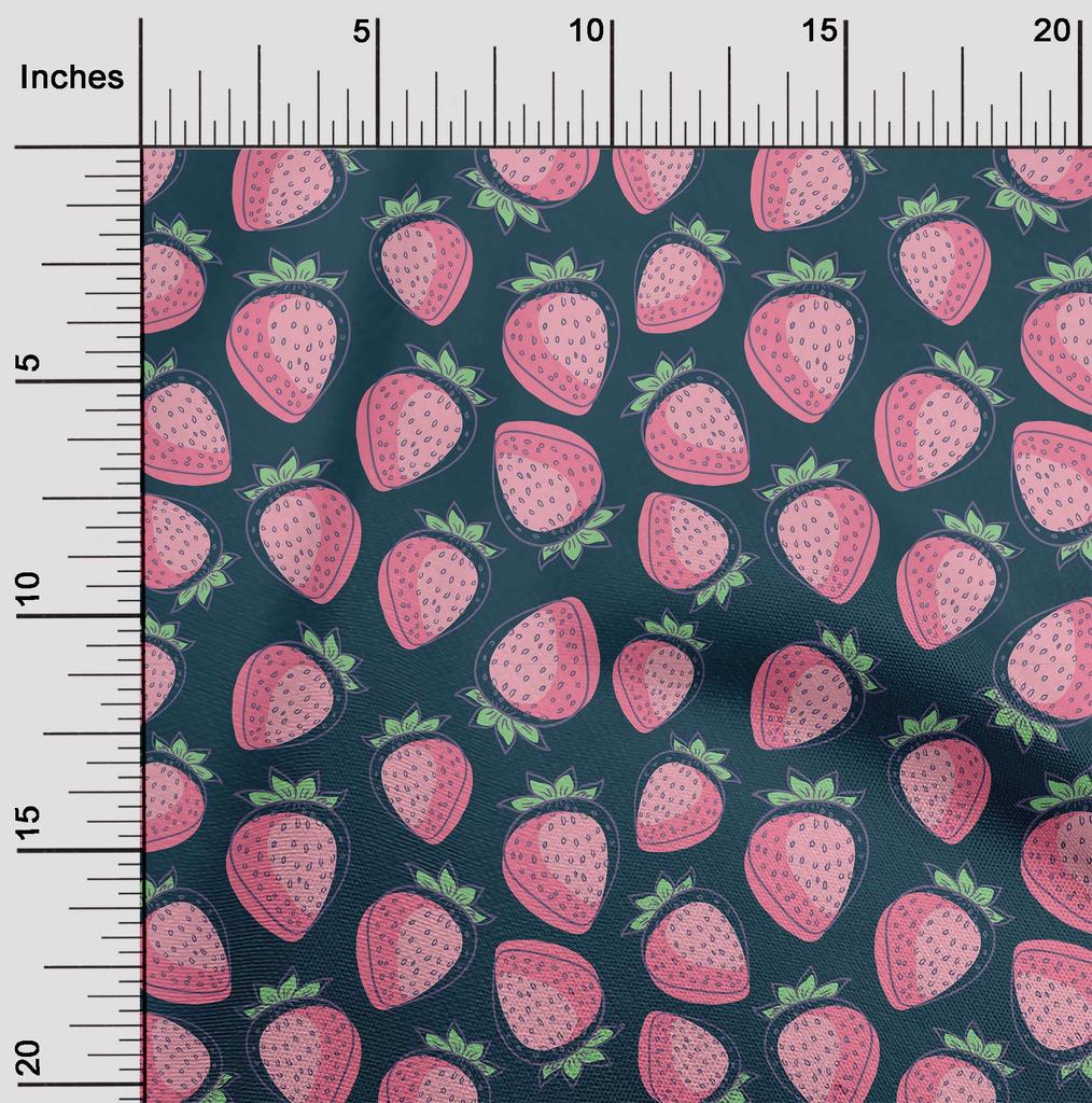 oneOone Ткань Cotton Flex Aqua Blue с рисунком клубники, швейные проекты для творчества, принты на ткани по ярдам 40 дюймов