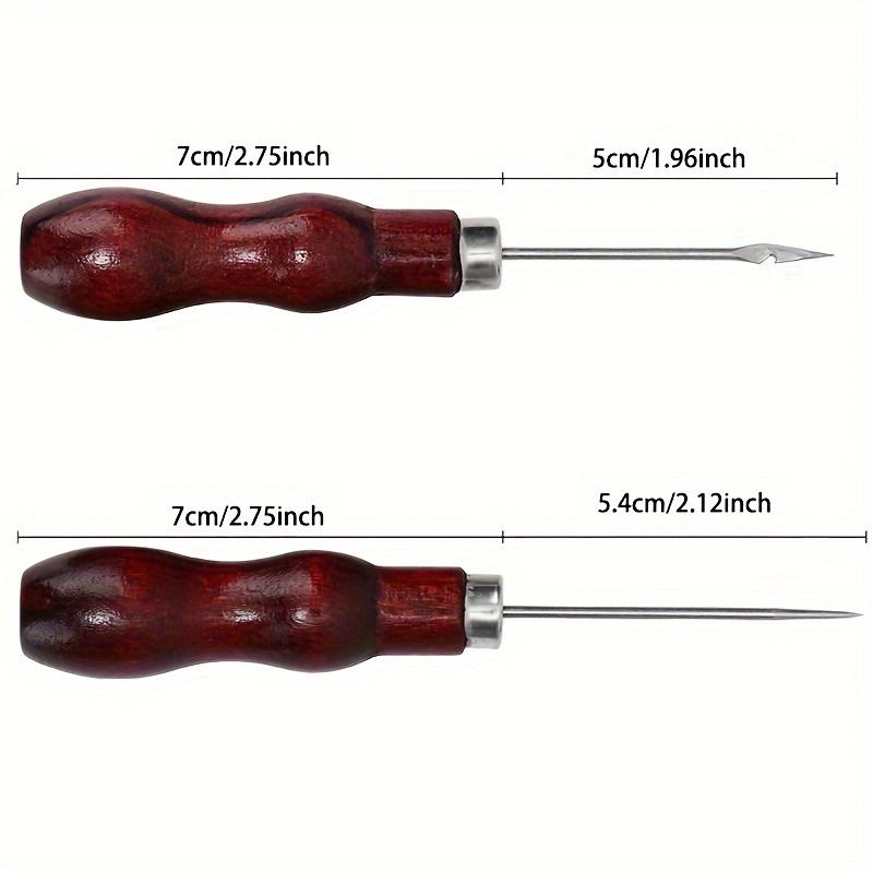 4 шт., шило с деревянной ручкой, двойное зигзагообразное отверстие для тыквы, специальное шило, сверлильный инструмент для кожи ручной работы, с шилом-крючком