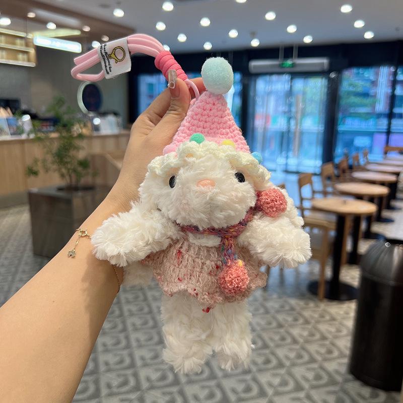 Girlish Heart Lop-Eared Rabbit Plush Pendant: Cute Cartoon Top Hat Keychain & Bag Charm