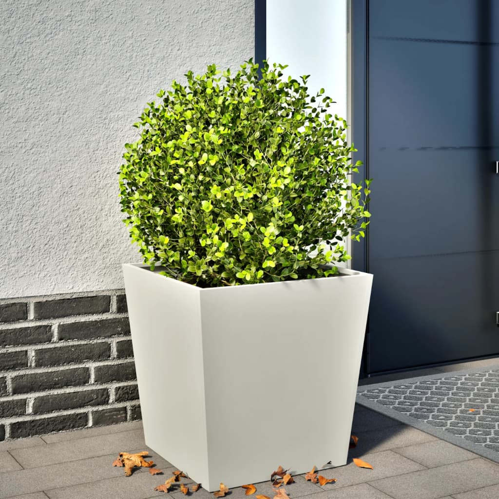 White Plant Pot 50 x 50 x 50 cm Steel