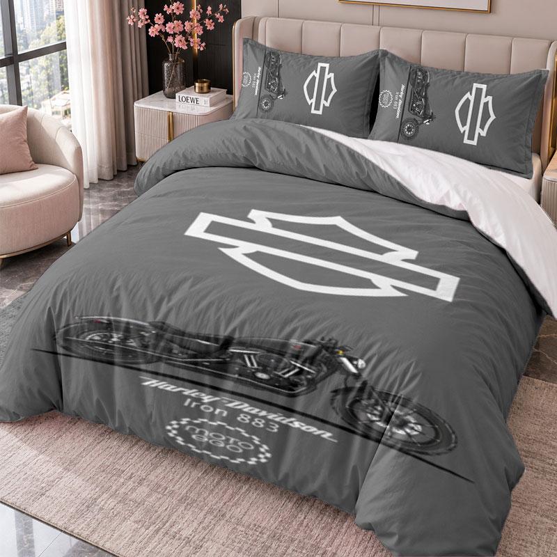 Harley-Davidson 3Pcs Bedding Set Duvet Cover With Two Pillowcases For Bedroom Home Decoration