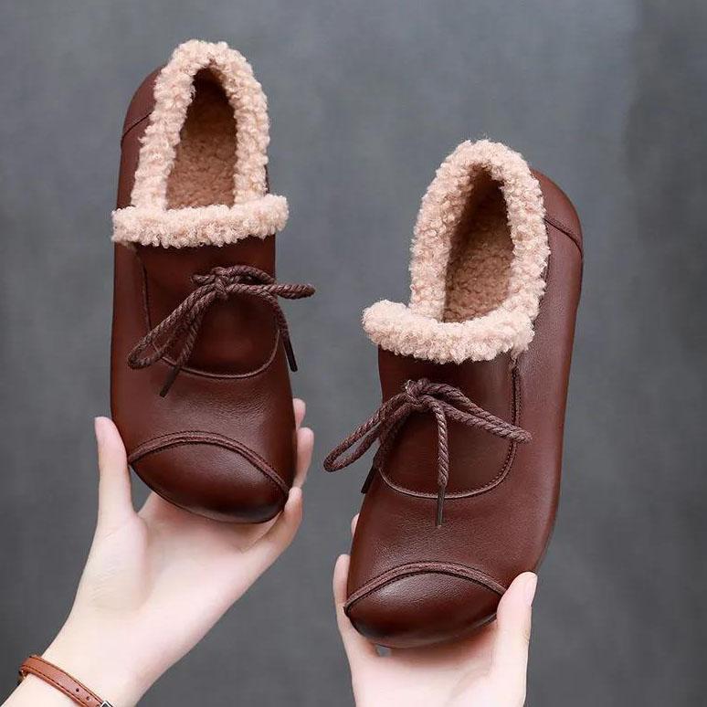 Женская зимняя мягкая теплая обувь, женские нескользящие однотонные хлопковые туфли на плоском каблуке большого размера