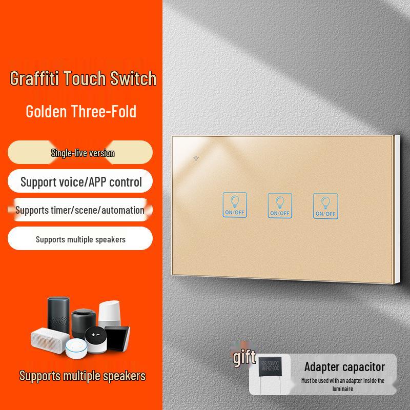 Умный WiFi Настенный Выключатель Graffiti с Голосовым Управлением Alexa и Google, Спецификации США/ЕС, Сенсорная Панель