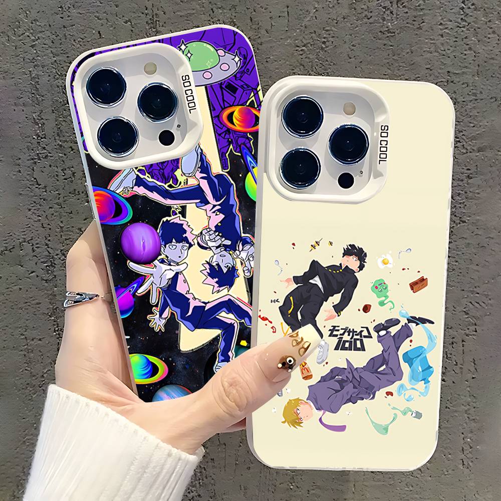 Чехол для телефона Mob P-Psycho 100 для iPhone 17,16,15,14,13,12,11,Pro,XS,Max,Plus,Mini,SE Белый Candy Матовый Ударопрочный Чехол