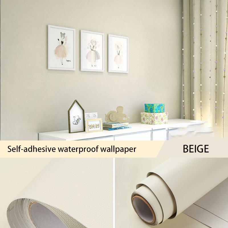 Macaron Solid Color Self-adhesive Wallpaper Stickers Bedroom Living Room Wardrobe Door Decoration Pasted Waterproof Refurbished Wallpaper
