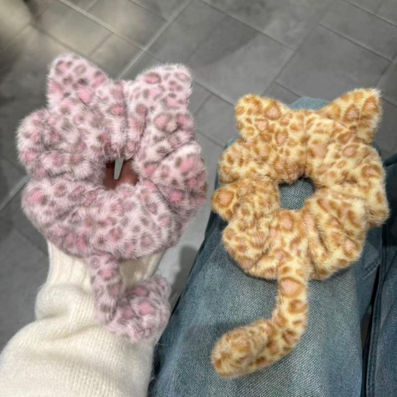 Милый плюшевый котенок Резинка для волос Сладкий мультяшный Хвост кошки Скранчи Шнурок для волос Затылок Повязка на голову Аксессуар для волос Подарок