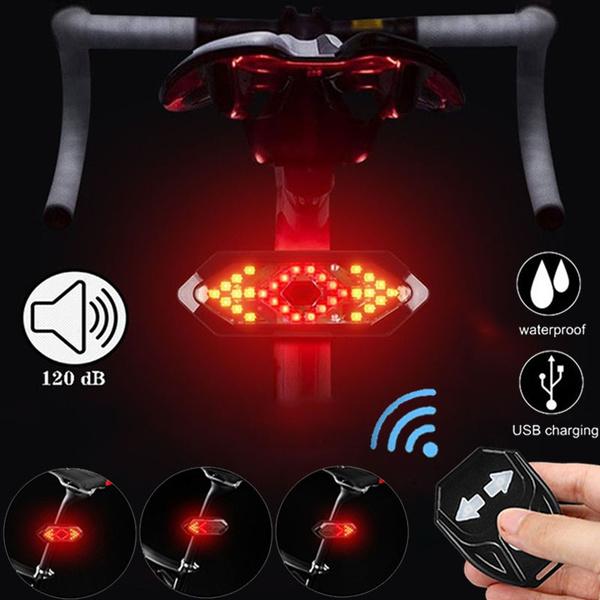 5 Modes USB Rechargeable LED Bike Turning Signal Taillight Waterproof Bicycle Remote Control Warning Lamp