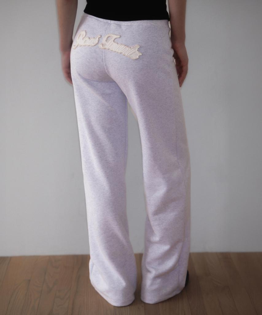 ROSEFRANTZ Patchwork Bootcut Sweatpants [White Melange]