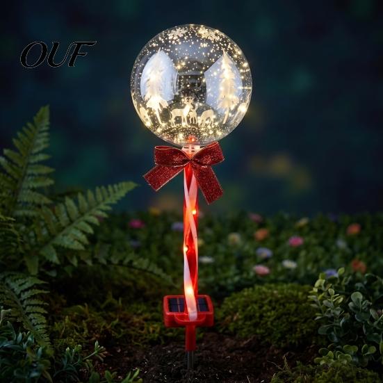 Energy Efficient Solar Spherical Lamps 2Pcs Christmas Ball Light, Color Changing LED Garden Stake with Automatic Dusk to Dawn Lights 13 Beads,
