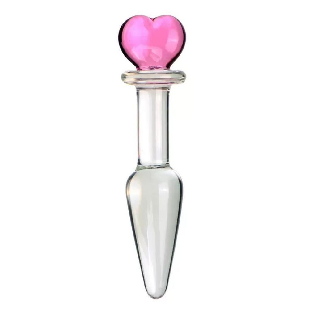 Glass Pink Color Heart Small Crystal Beads Quantity Wand Plug